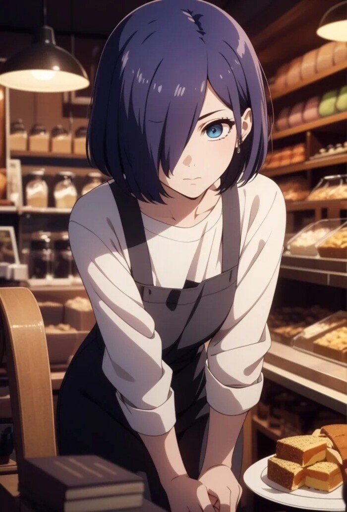 ảnh Touka Kirishima làm bánh