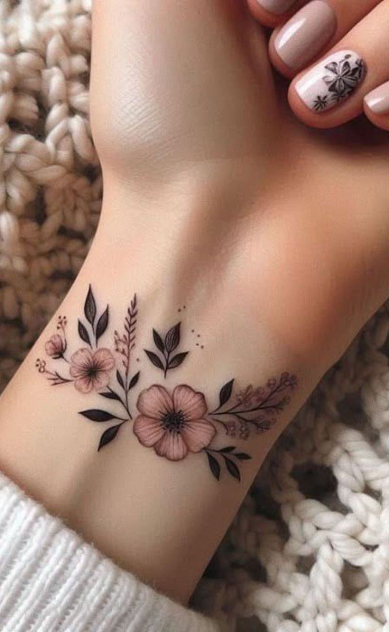 hình xăm vòng tay hoa nữ đẹp