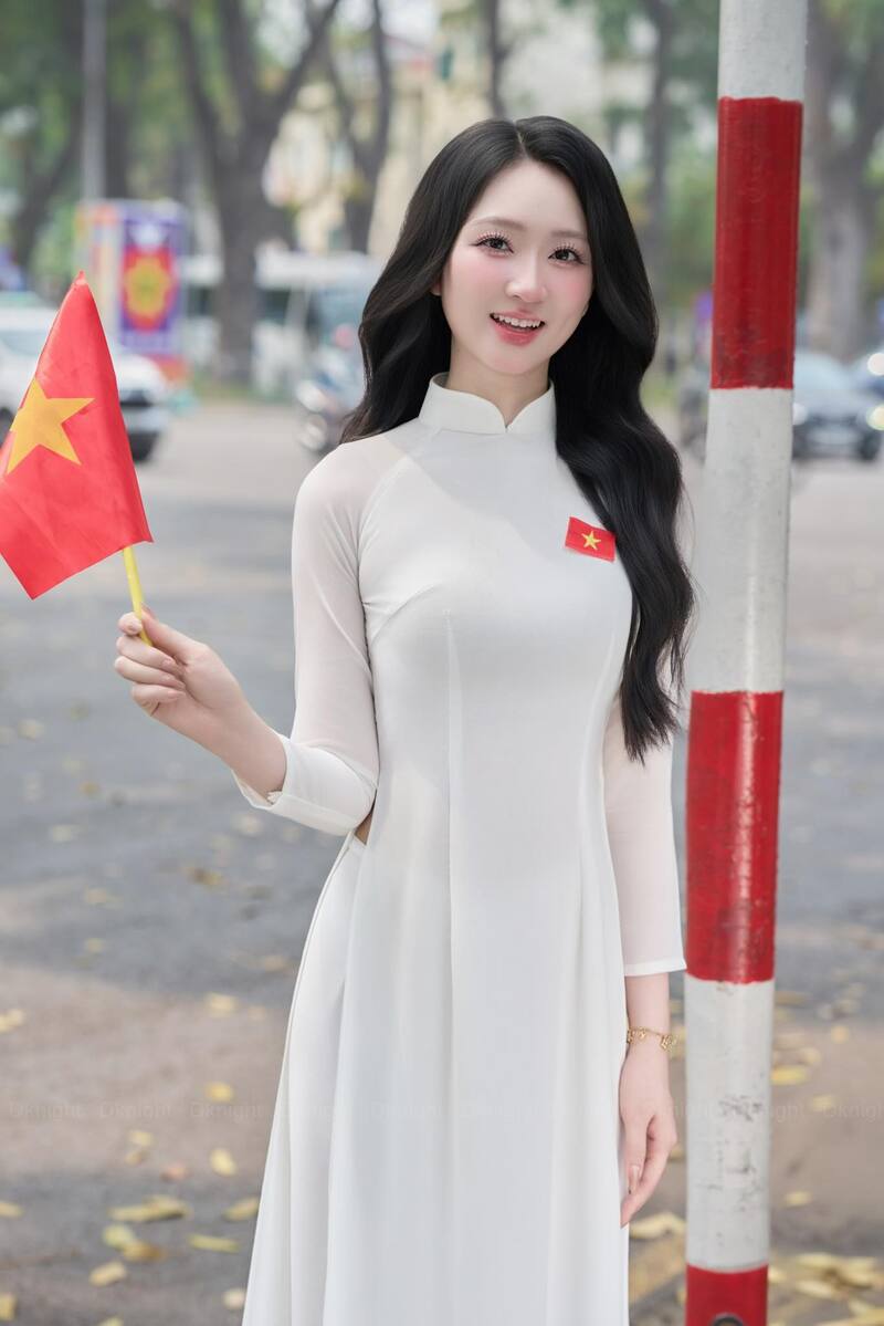 Ảnh gái xinh cầm cờ 2