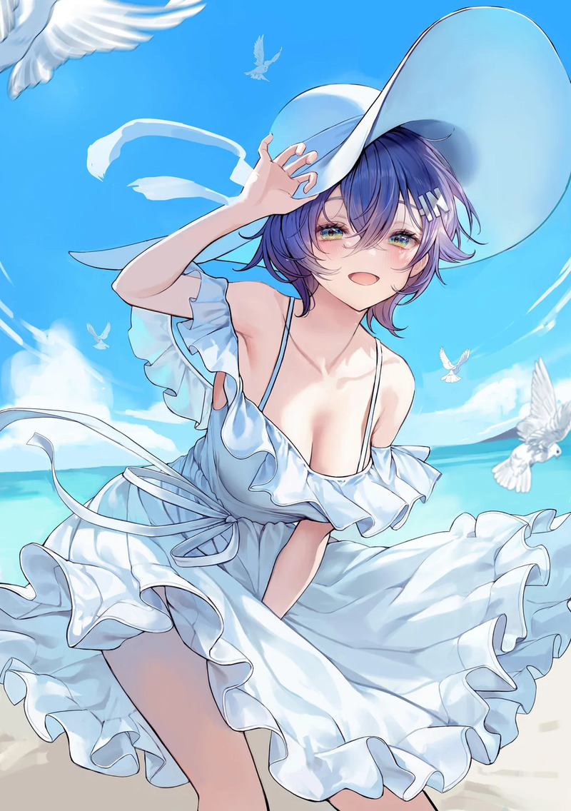 ảnh anime nữ quyến rũ váy trắng