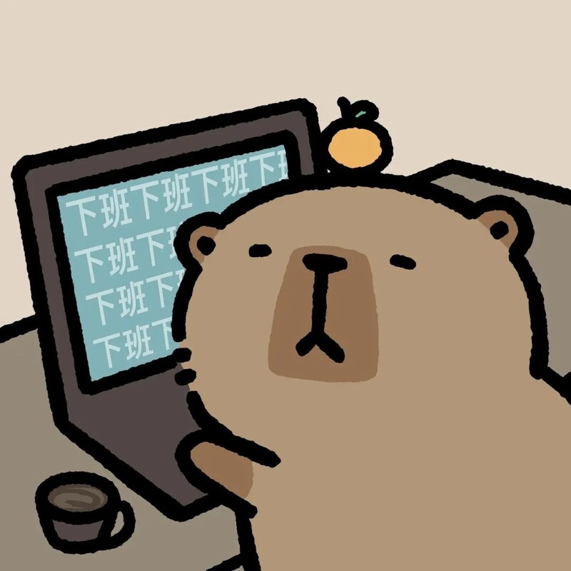 capybara chibi chơi máy tính