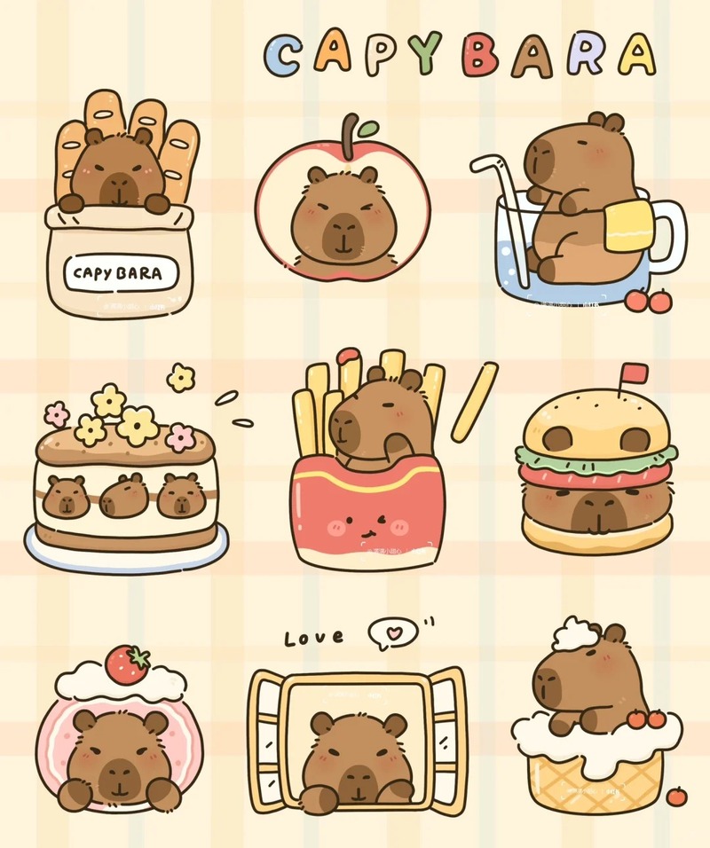 capybara chibi sticker chế