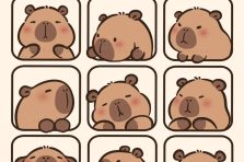 150+ Mẫu chibi Capybara stiker chú chuột cống dễ thương