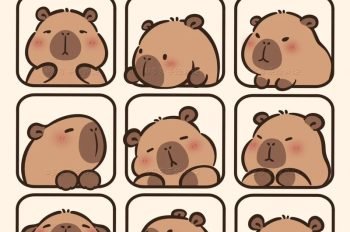 150+ Mẫu chibi Capybara stiker chú chuột cống dễ thương