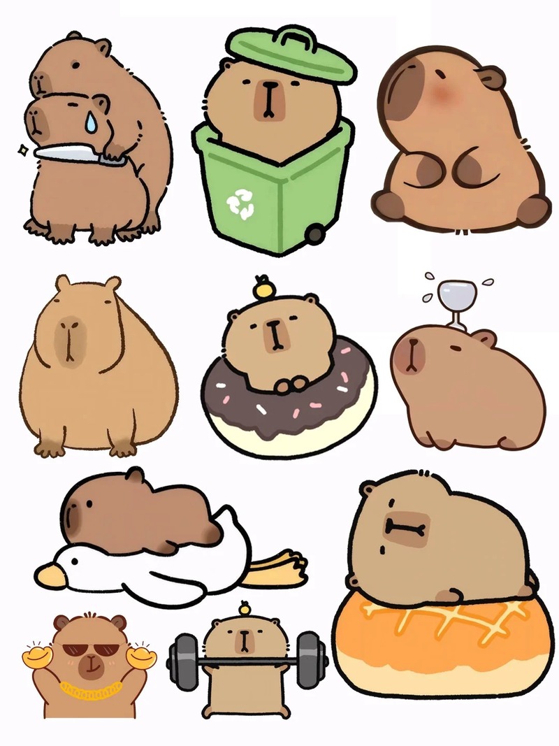capybara chibi sticker hài