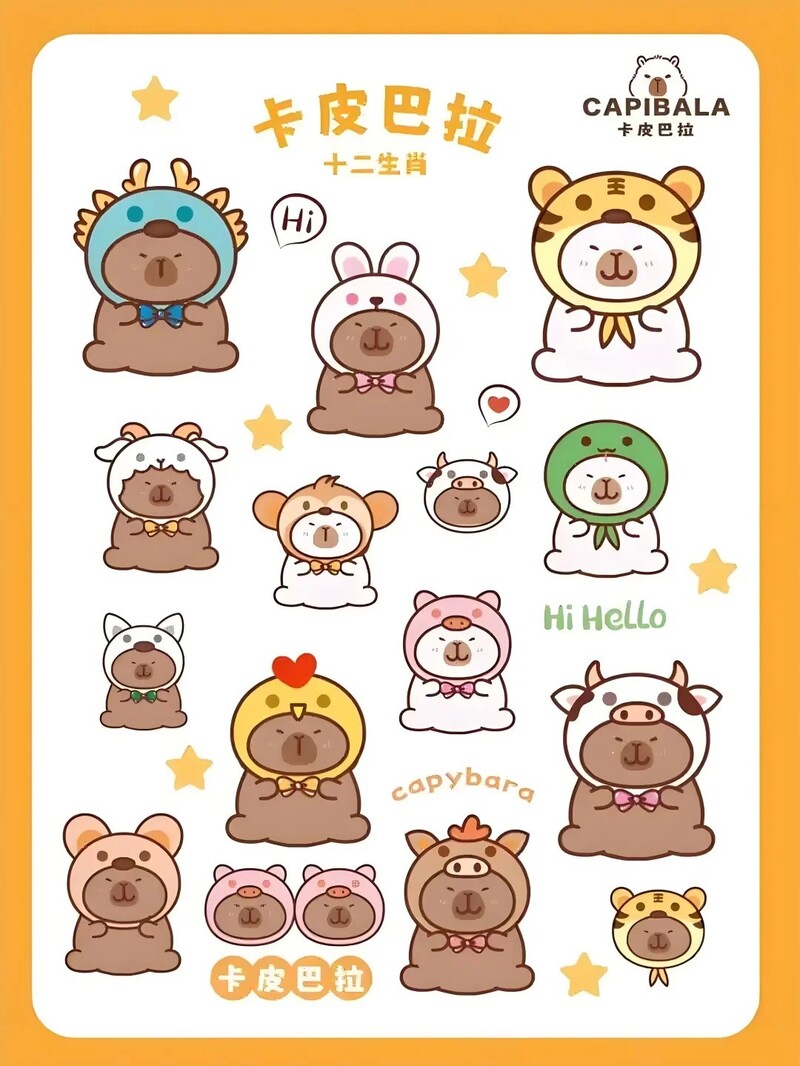 capybara chibi sticker vẽ