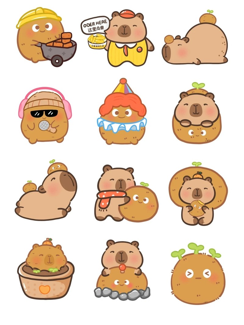 capybara sticker dễ vẽ