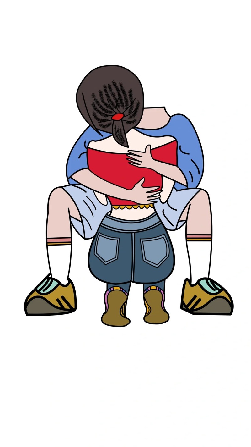 chibi ghép mặt ôm nhau