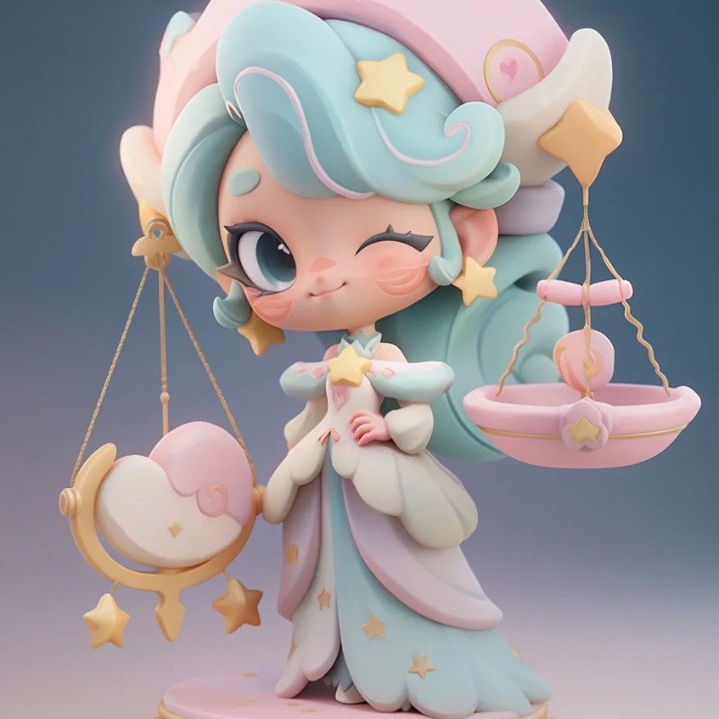 cung thiên bình chibi tóc xanh