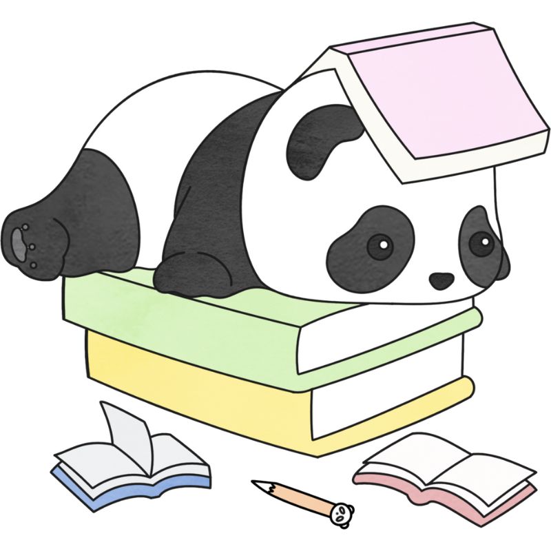 hình gấu trúc chibi cute đọc sách