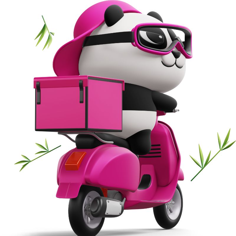 hình gấu trúc chibi cute ngồi xe