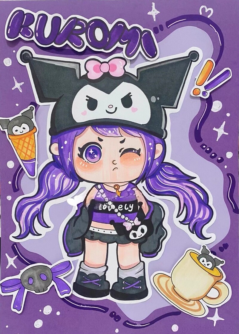 hình nền cute chibi vẽ kuromi