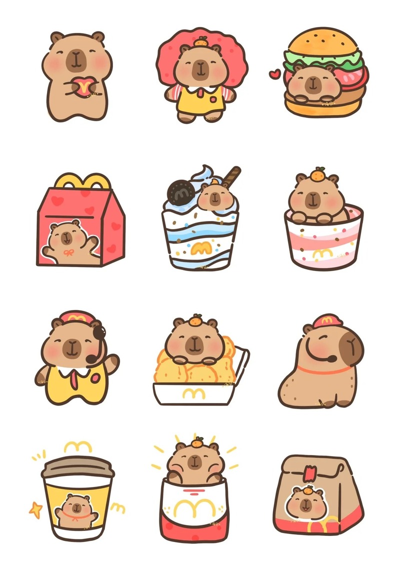 sticker capybara chibi