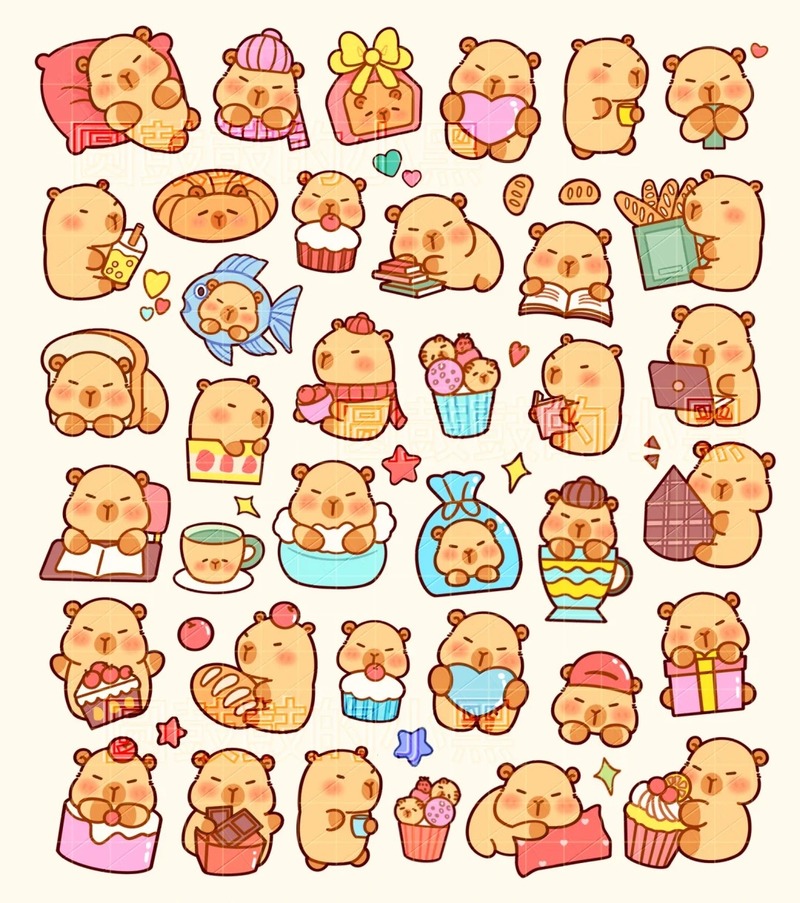 stiker chibi capybara ảnh