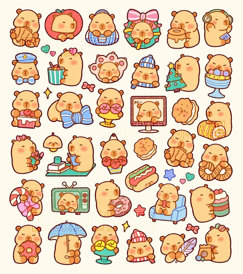 stiker chibi capybara cho các bé
