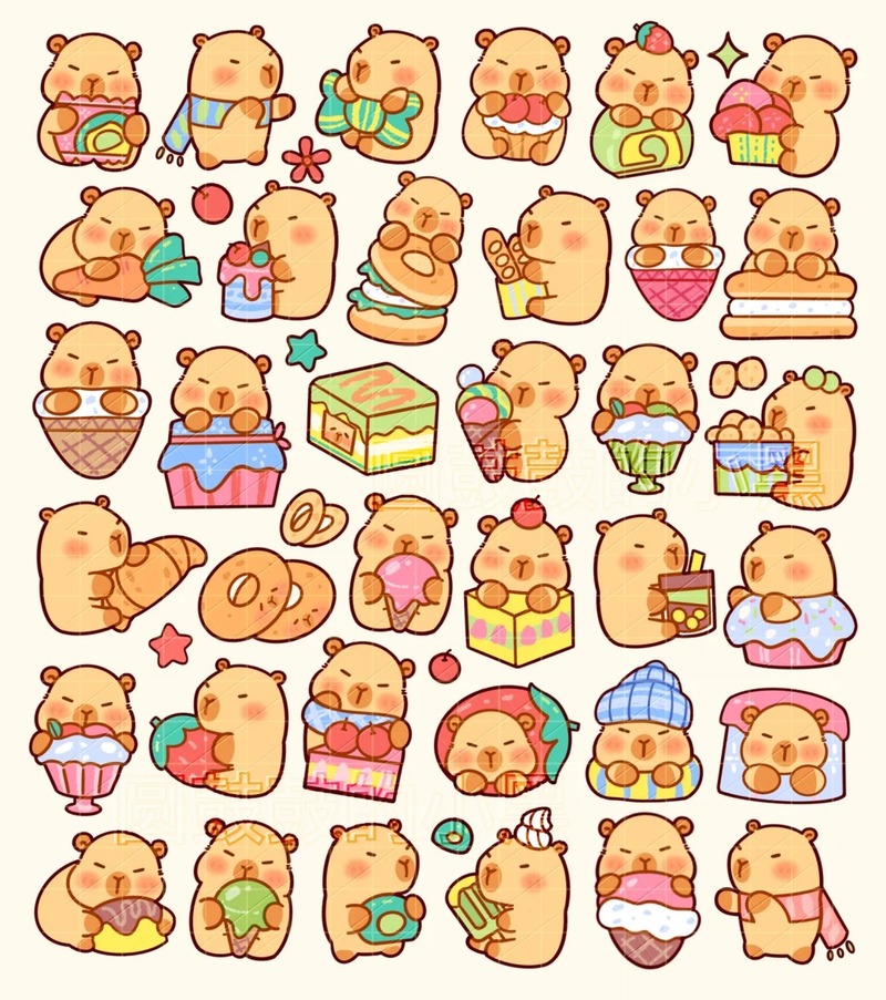 stiker chibi capybara dễ vẽ