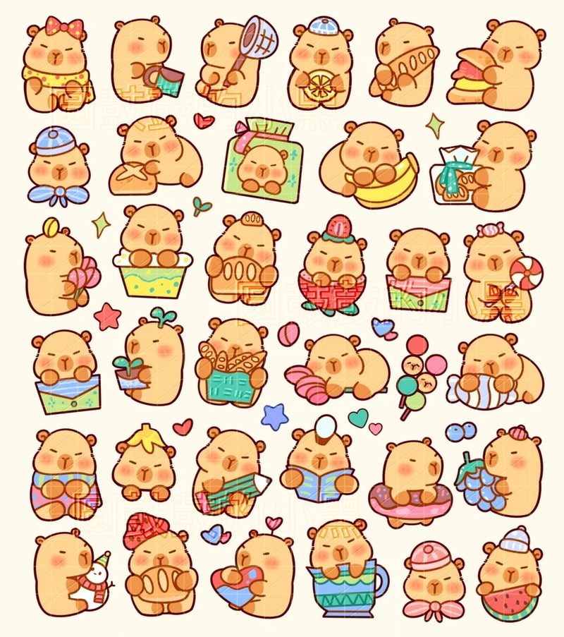 stiker chibi capybara đẹp