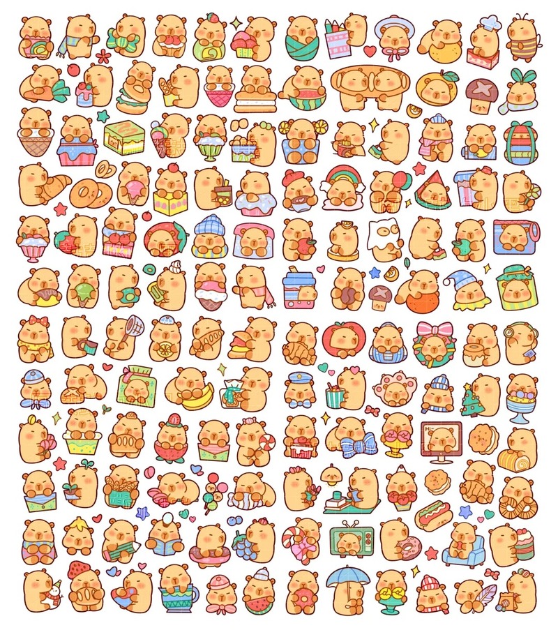 stiker chibi capybara