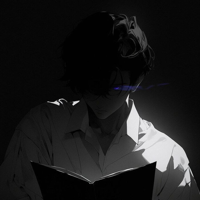 ảnh anime nam ngầu đen trắng mắt phát sáng