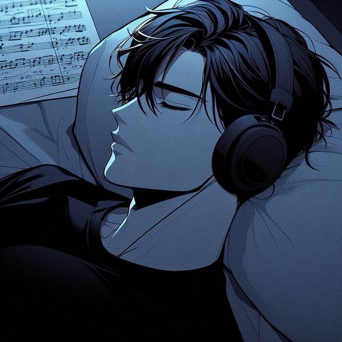 ảnh anime nam ngầu đen trắng ngủ