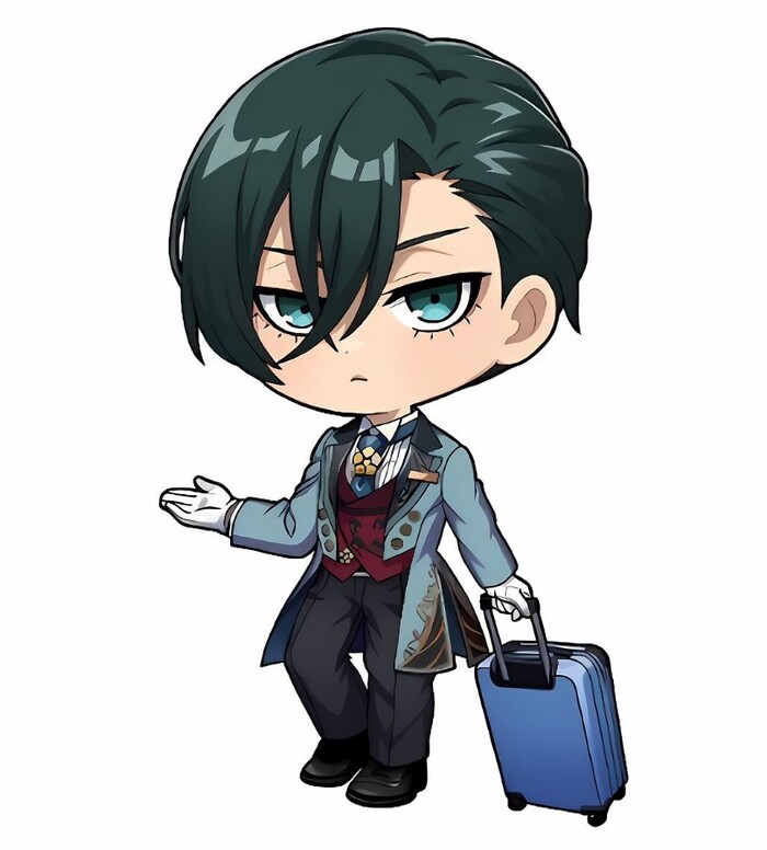 chibi nam ngầu mái tóc xanh