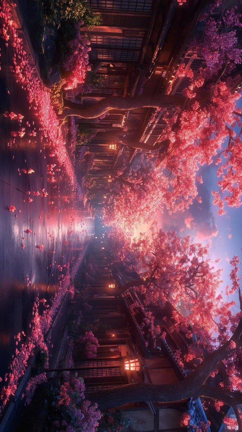 hình nền anime điện thoại hoa đào