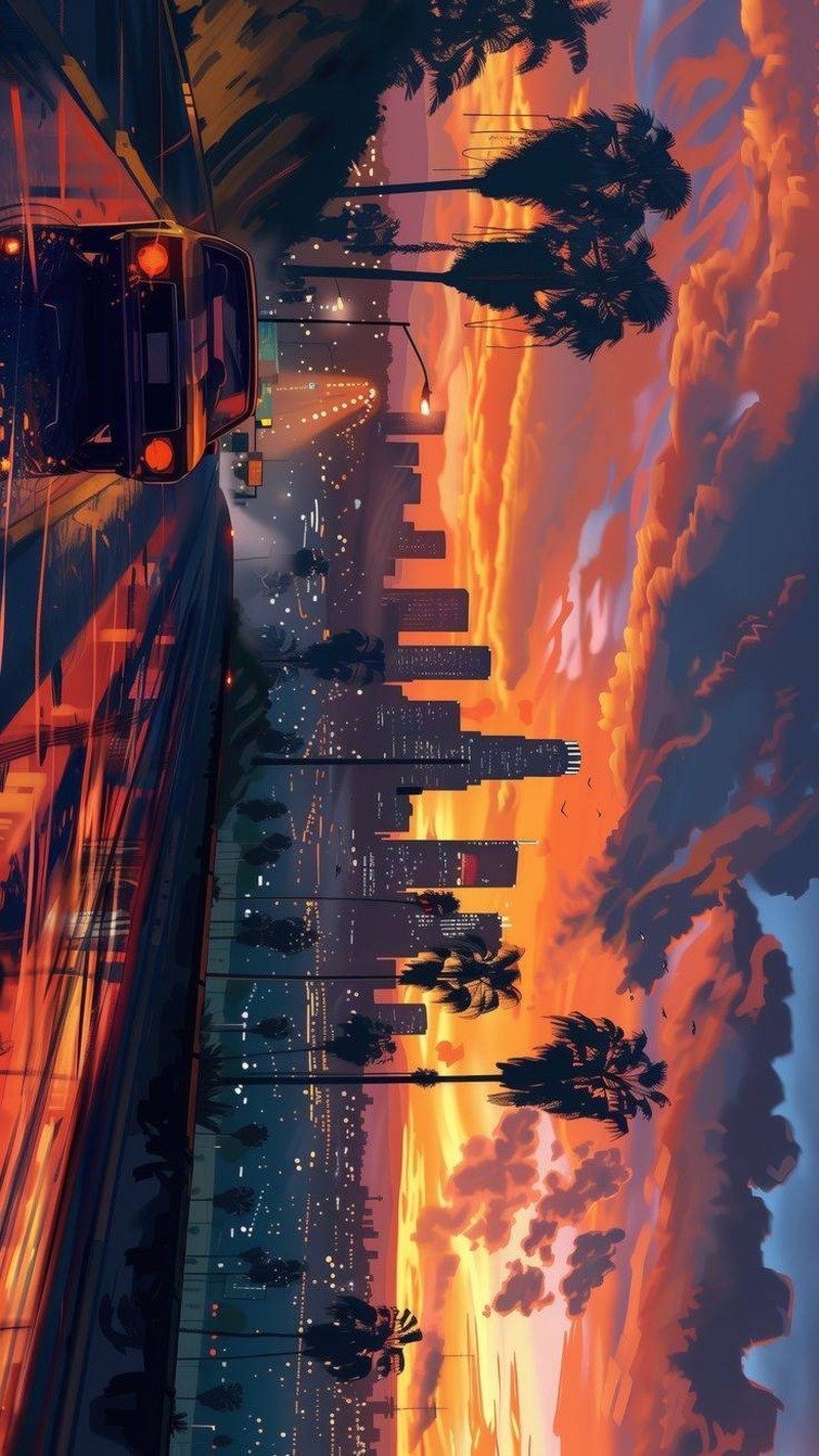 hình nền anime điện thoại thành phố ban đêm