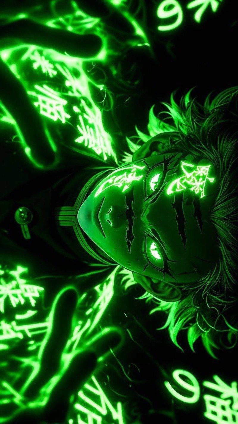 hình nền nhân vật anime ánh sáng xanh