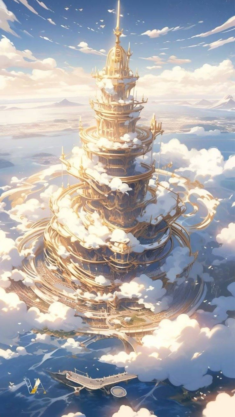 hình nền phong cảnh anime trên mây