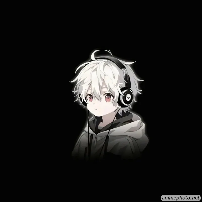 anime boy dp black background