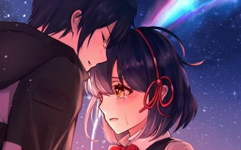 Hình nền 2 nhân vật đang nương tự nhau và khóc