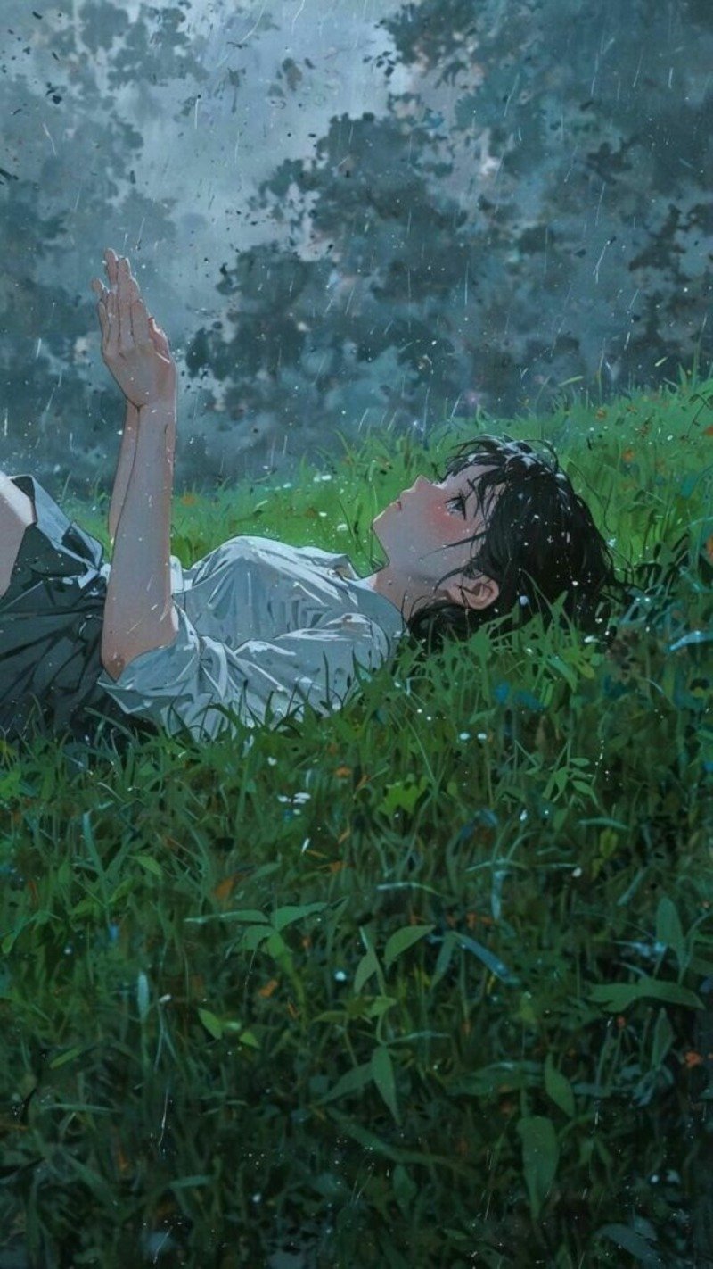 Hình nền anime buồn ngoài trời