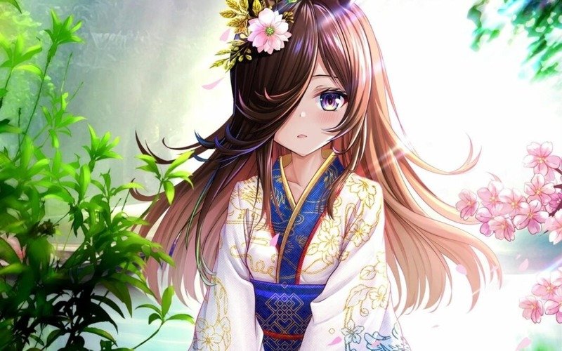 Hình nền anime nữ dễ thường nhẹ nhàng trong vai tiểu thư