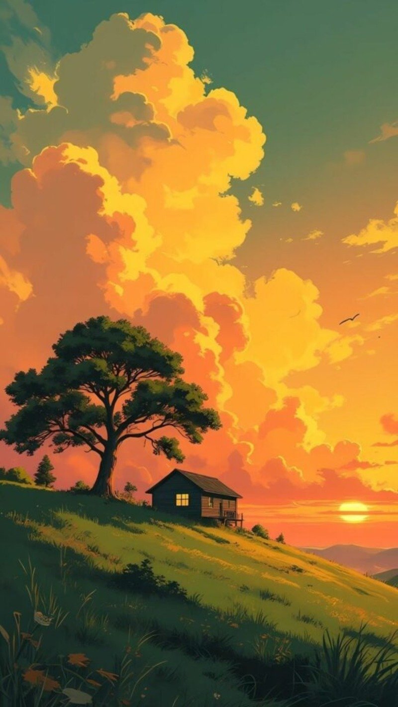 Hình nền anime phong cảnh bầu trời