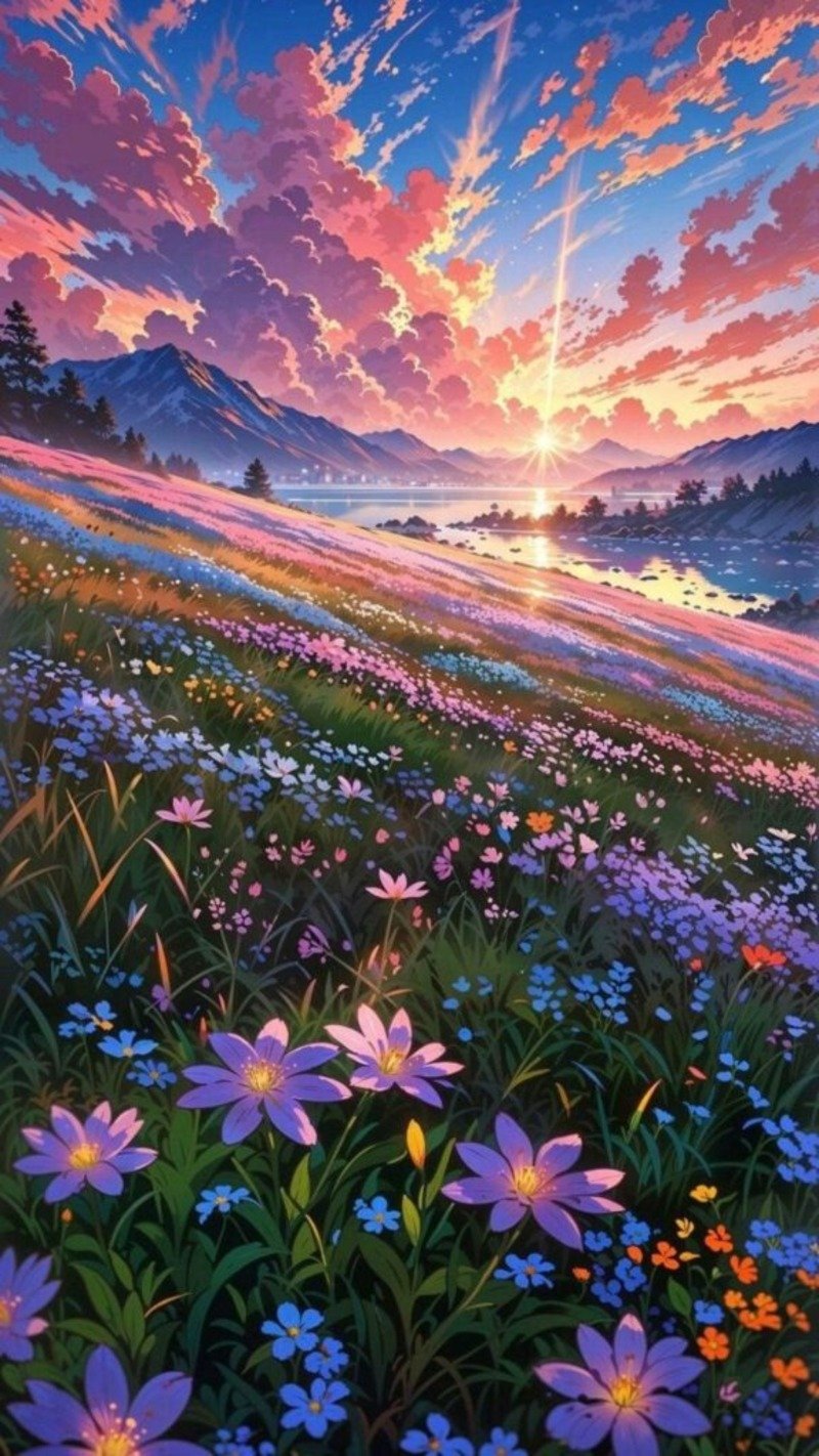 Hình nền anime phong cảnh hoa