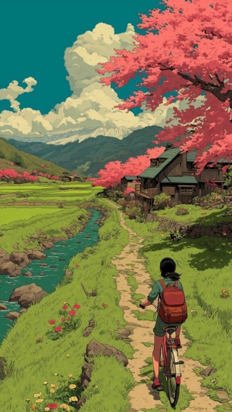 Hình nền anime phong cảnh vùng quê