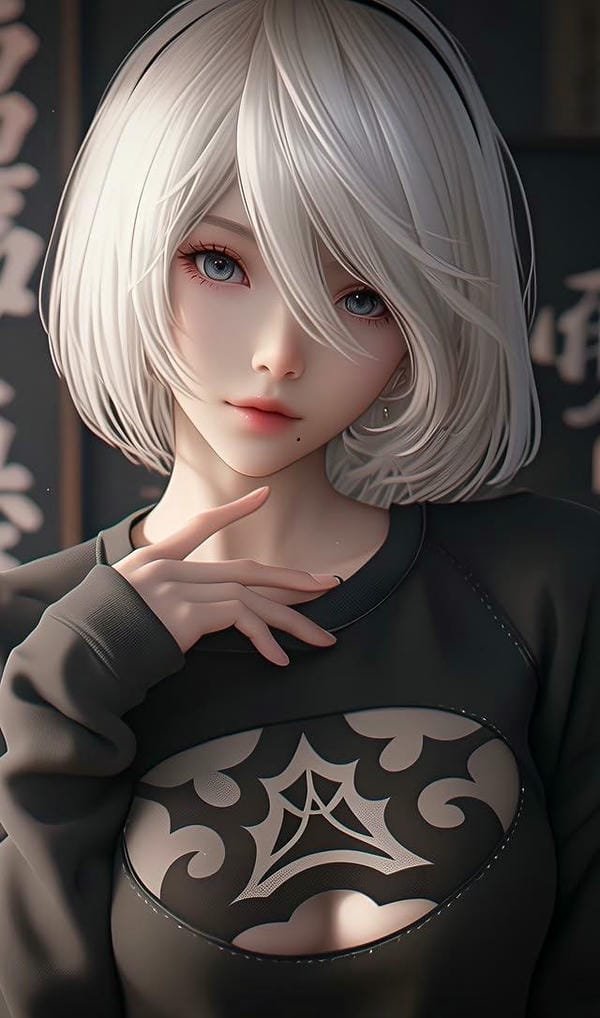 ảnh anime nữ 2B phong cách nghệ thuật sắc nét