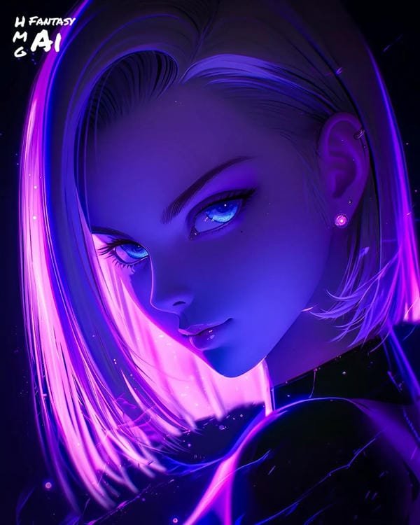 ảnh anime nữ Android 18 phong cách mạnh mẽ, thần thái cuốn hút