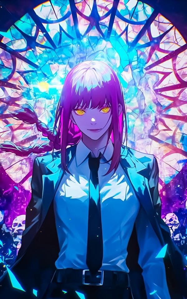 ảnh anime nữ Makima với ánh mắt lạnh lùng đầy cuốn hút