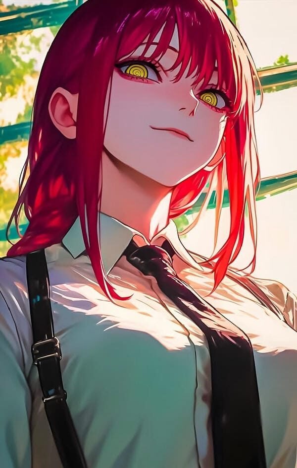 ảnh anime nữ Makima với thần thái quyền lực và sắc sảo