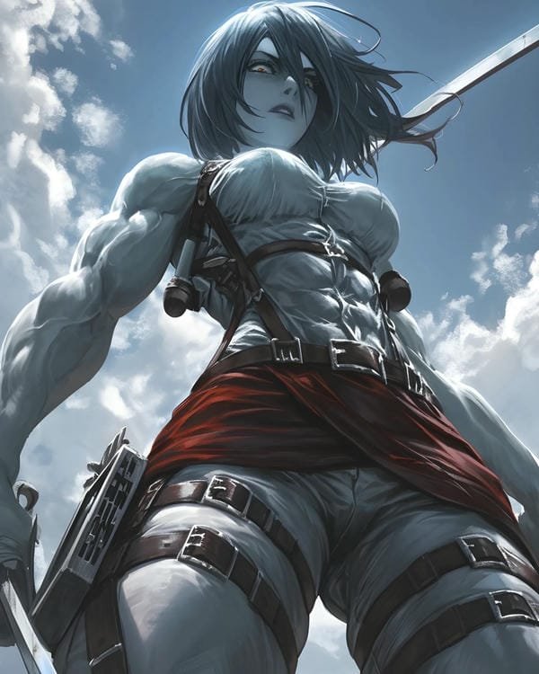 ảnh anime nữ Mikasa biểu cảm lạnh lùng nhưng đầy cảm xúc