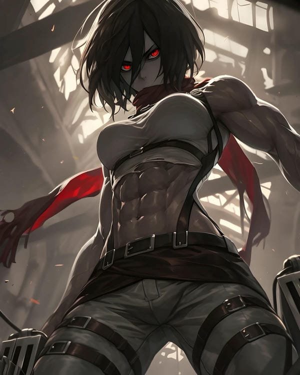 ảnh anime nữ Mikasa ngầu lòi với trang phục trinh sát