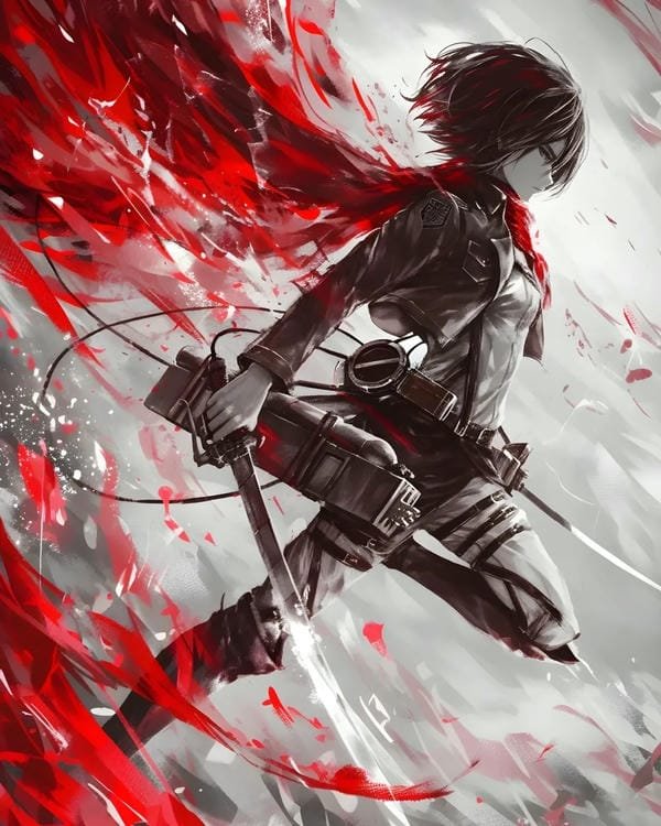 ảnh anime nữ Mikasa phong cách anime sắc nét cực đẹp
