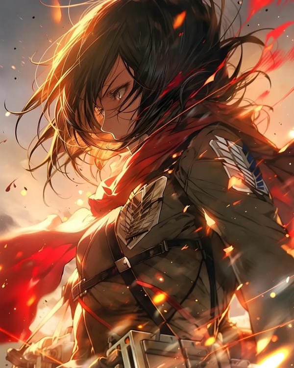 ảnh anime nữ Mikasa tóc ngắn cá tính phong cách cuốn hút