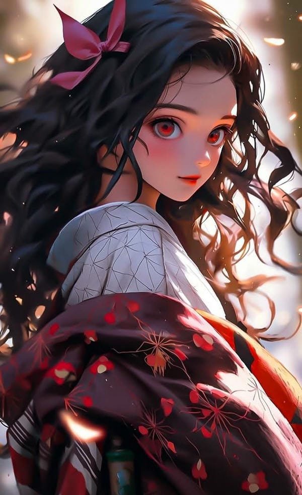 ảnh anime nữ Nezuko chiến đấu mạnh mẽ đầy ấn tượng
