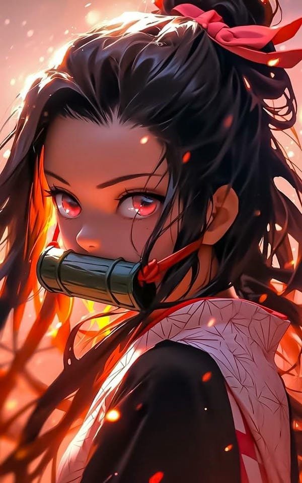 ảnh anime nữ Nezuko phong cách chibi đáng yêu và sinh động